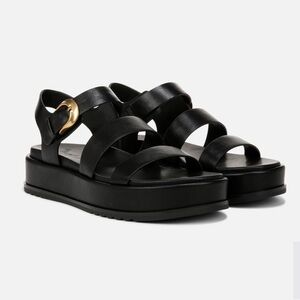 NEW 27 EDIT ZIZI SANDAL Size 8 Black Faux Leather